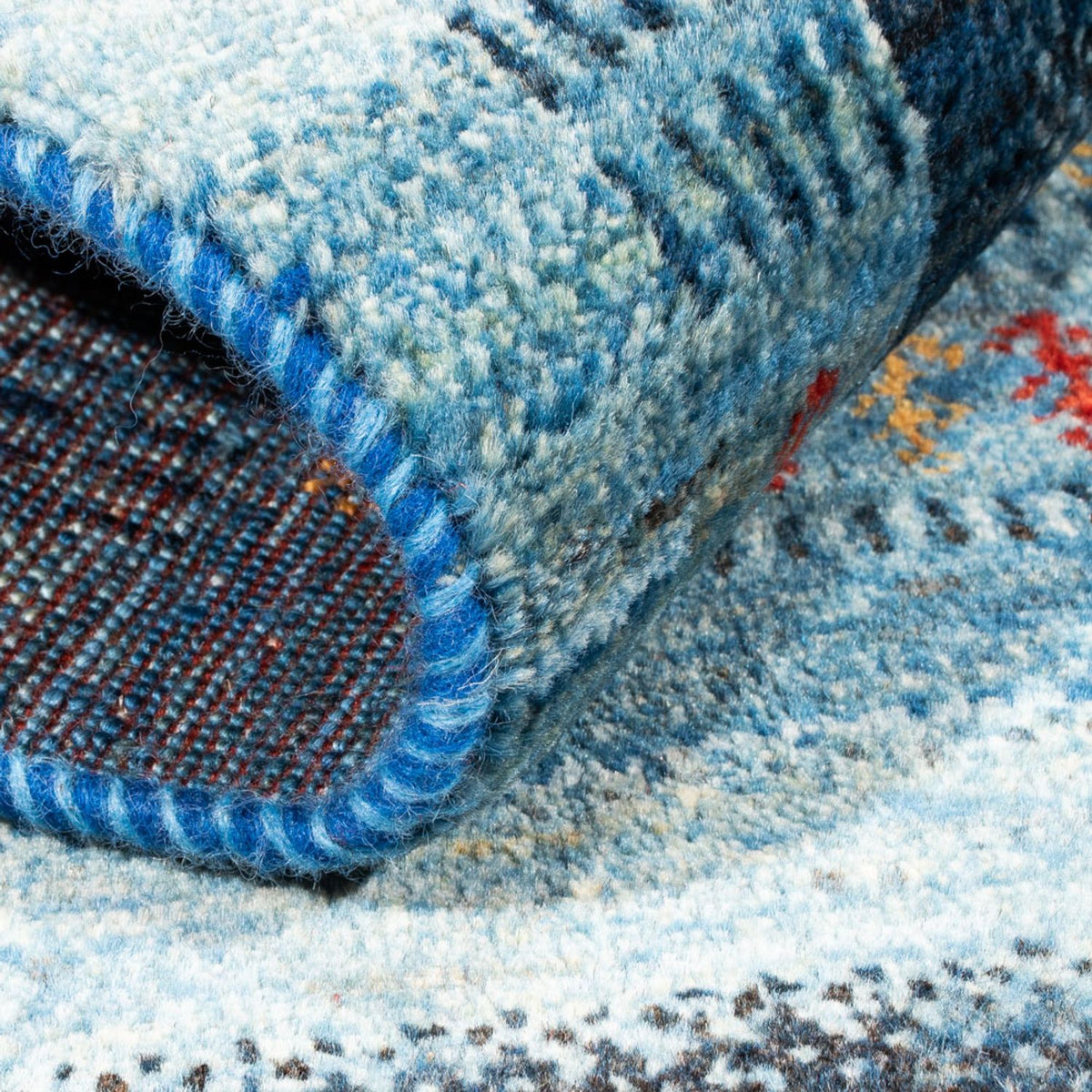 Alfombra Gabbeh - Loribaft Persa - Real - 128 x 78 cm - azul