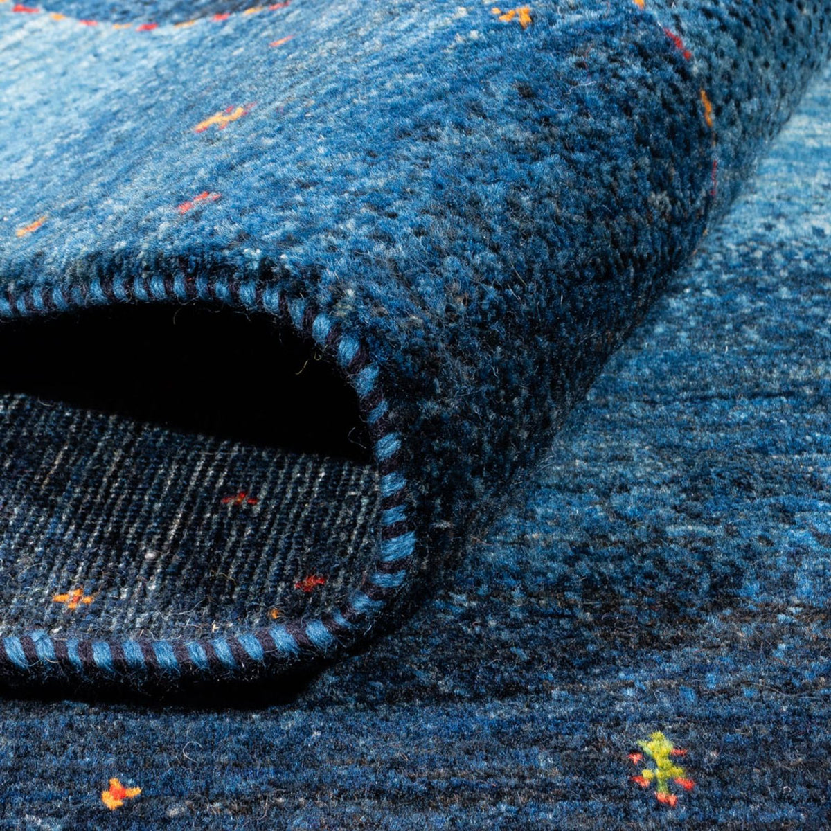 Alfombra Gabbeh - Loribaft Persa - 204 x 153 cm - azul