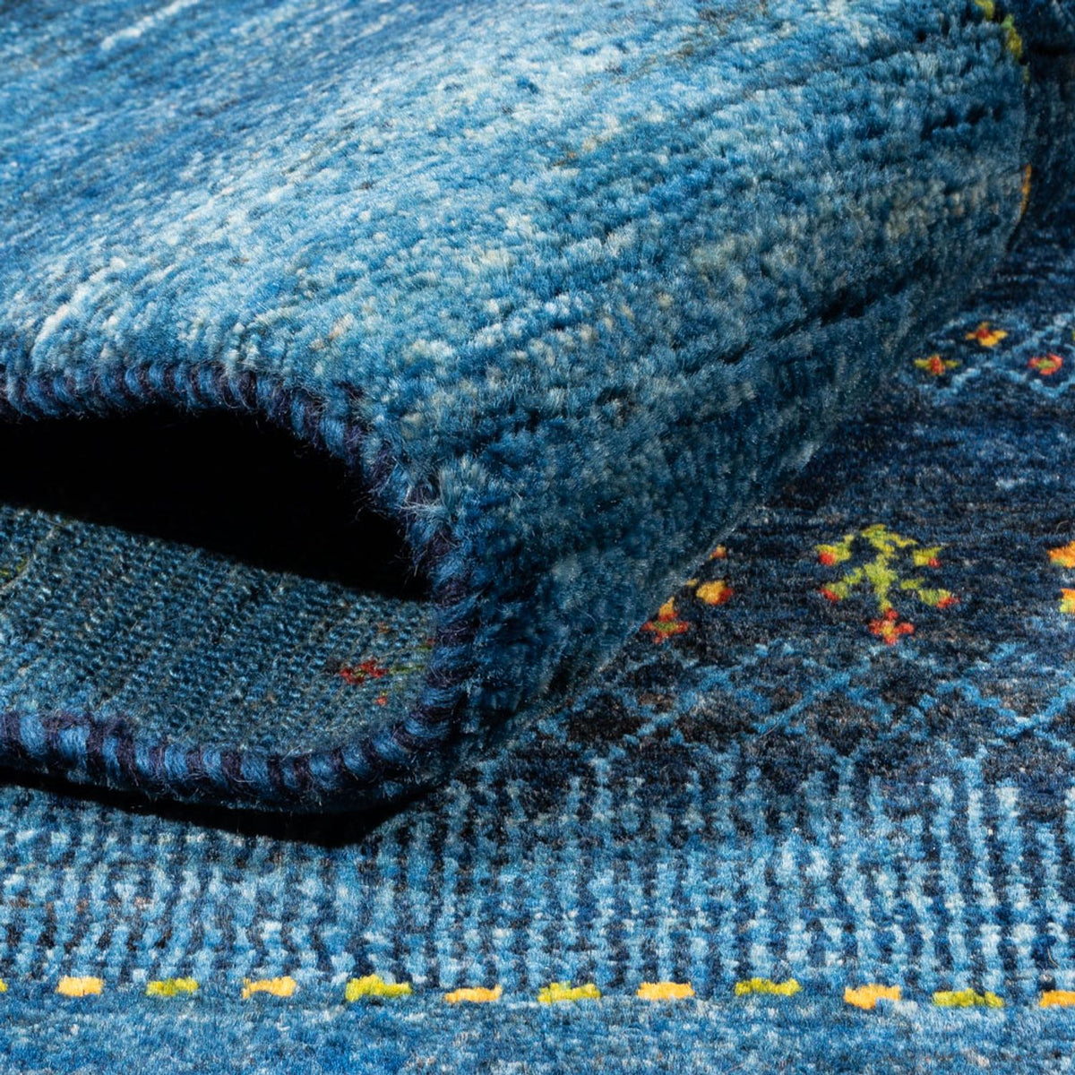 Alfombra Gabbeh - Loribaft Persa - 209 x 160 cm - azul