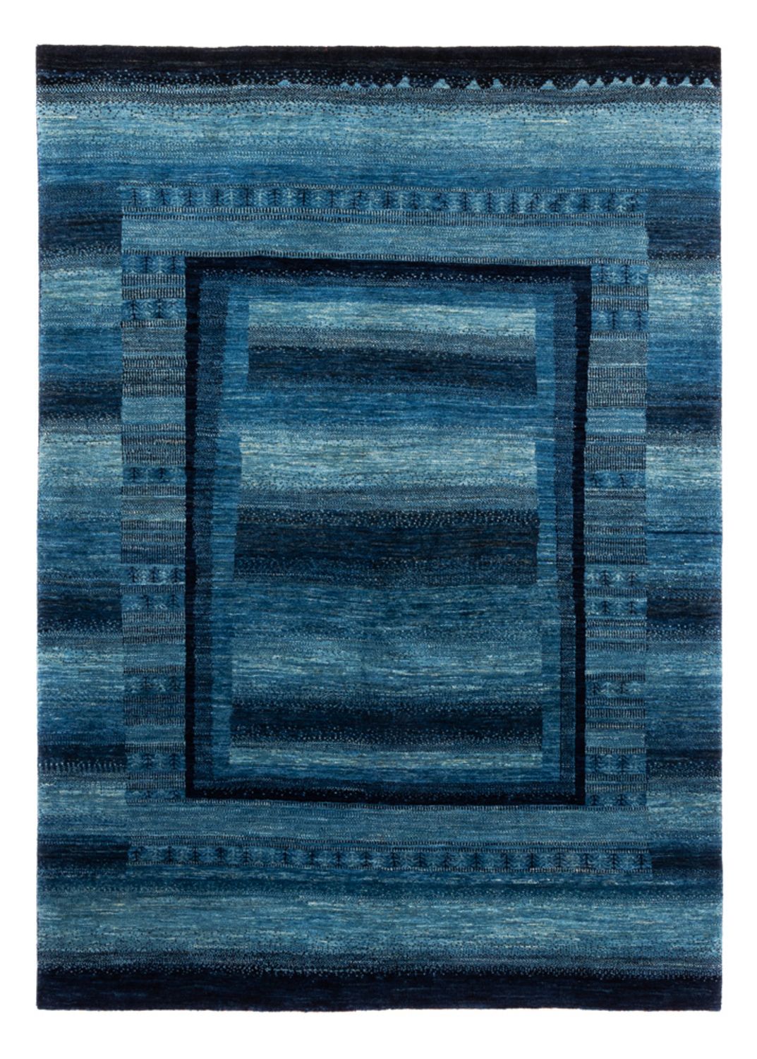 Alfombra Gabbeh - Loribaft Persa - Real - 210 x 150 cm - azul