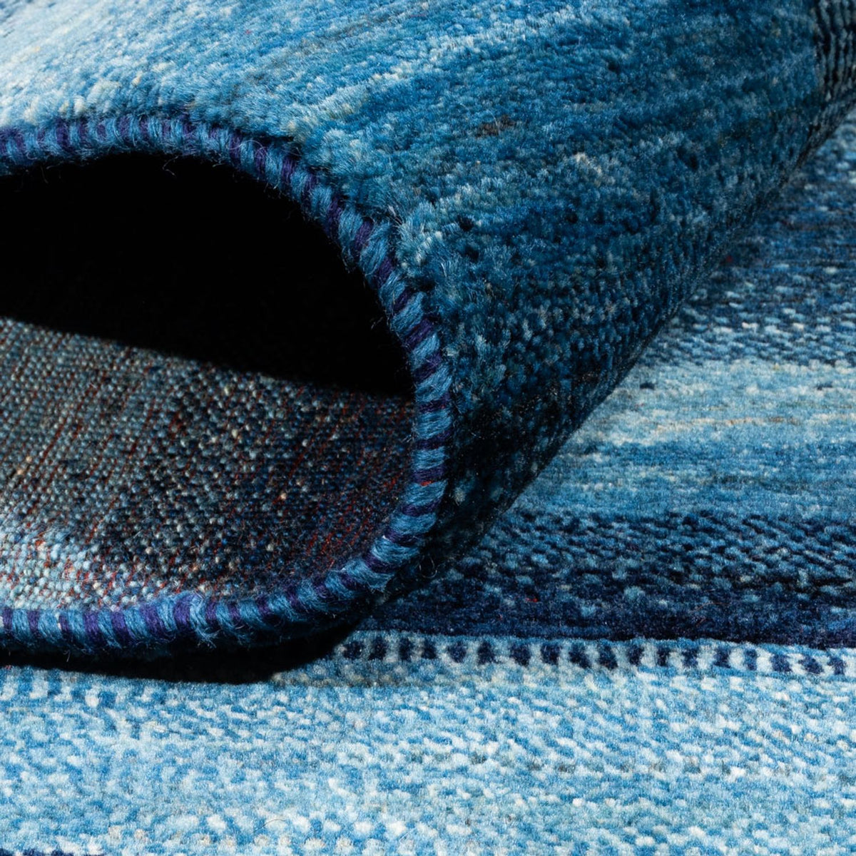 Alfombra Gabbeh - Loribaft Persa - Real - 210 x 150 cm - azul