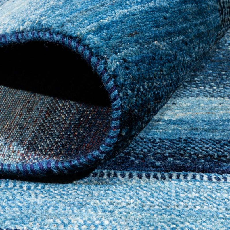 Alfombra Gabbeh - Loribaft Persa - Real - 210 x 150 cm - azul