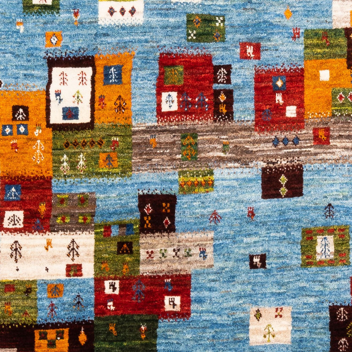 Alfombra Gabbeh - Loribaft Persa - Real - 192 x 159 cm - azul