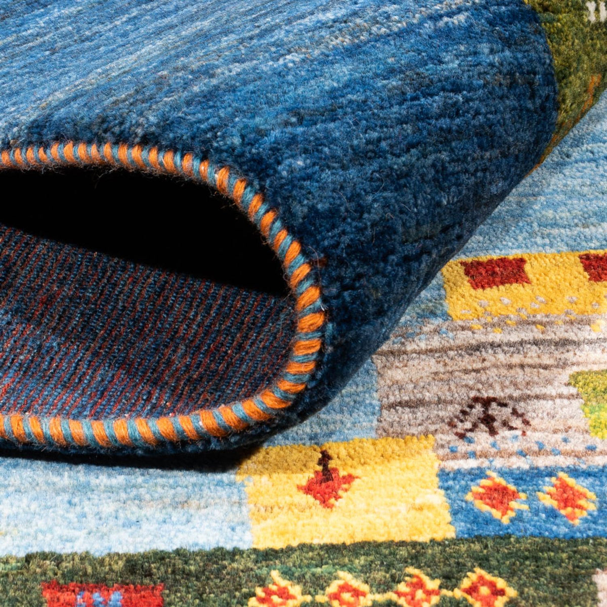 Alfombra Gabbeh - Loribaft Persa - Real - 192 x 159 cm - azul