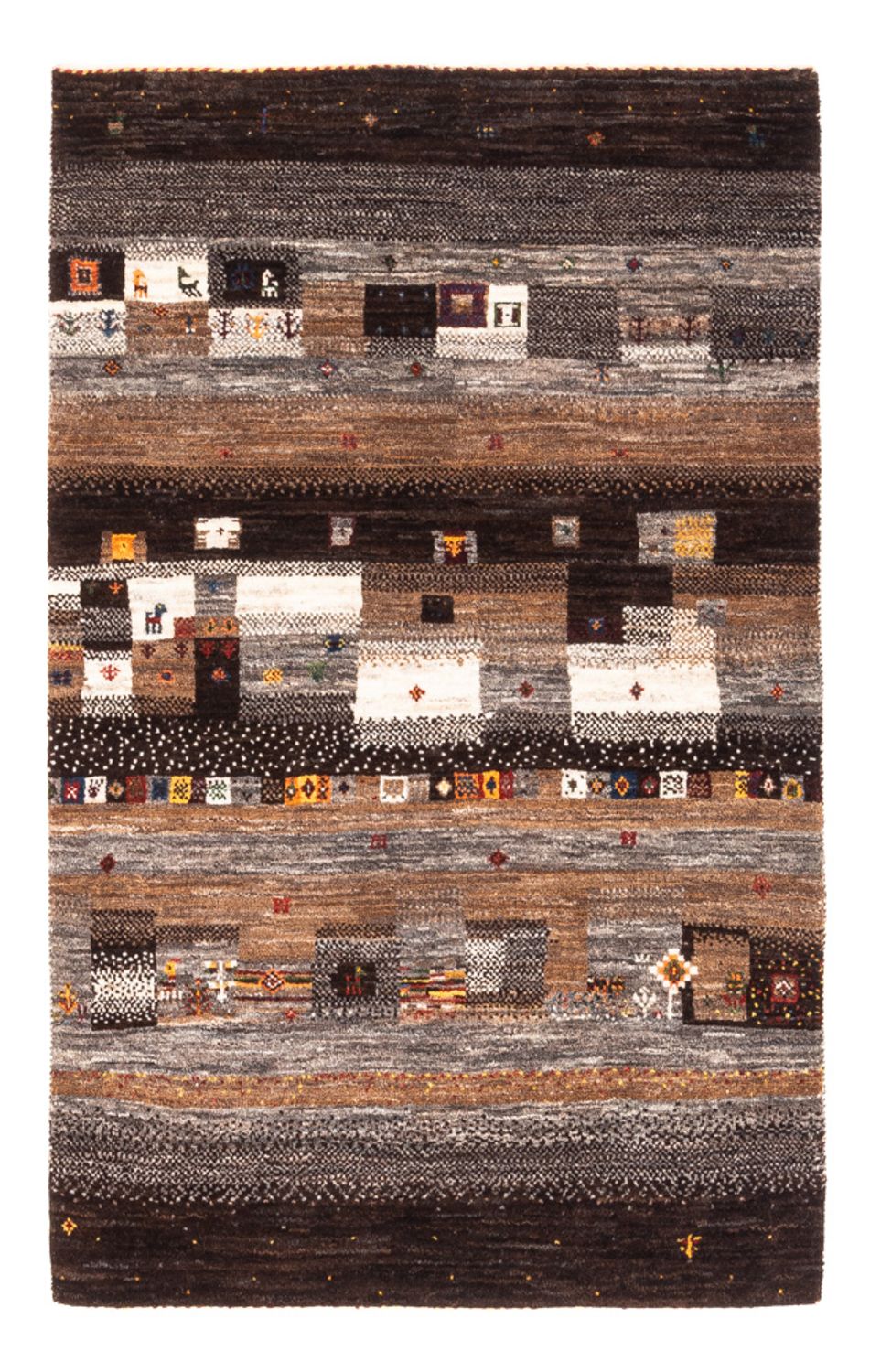 Alfombra Gabbeh - Loribaft Persa - Real - 129 x 84 cm - multicolor