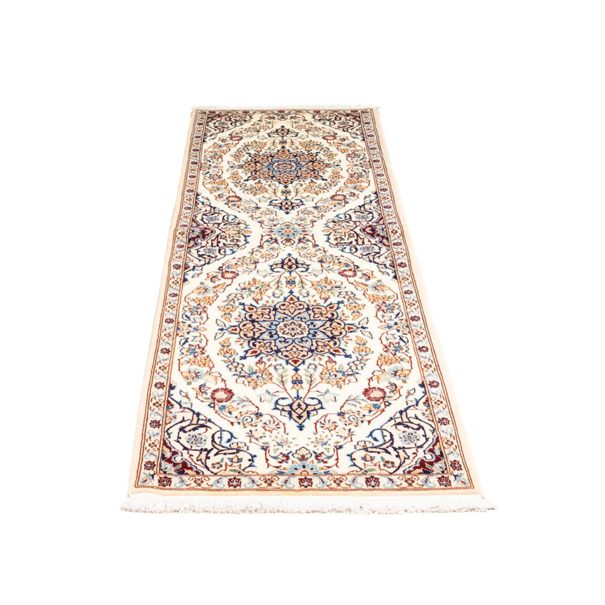 Alfombra de pasillo Alfombra Persa - Nain - Real - 212 x 60 cm - crema
