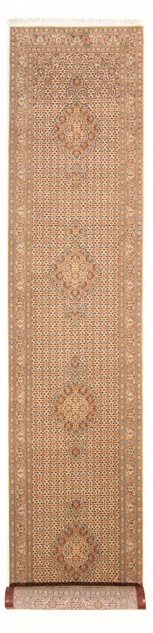 Alfombra de pasillo Alfombra Persa - Tabriz - Real - 393 x 80 cm - beige