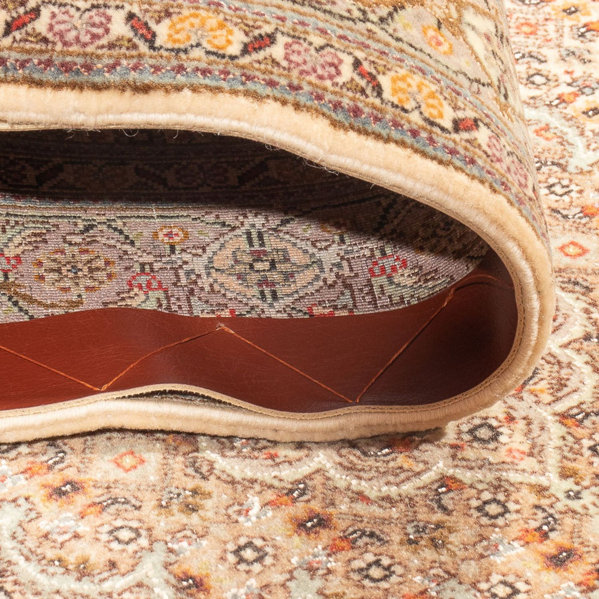 Alfombra de pasillo Alfombra Persa - Tabriz - Real - 393 x 80 cm - beige