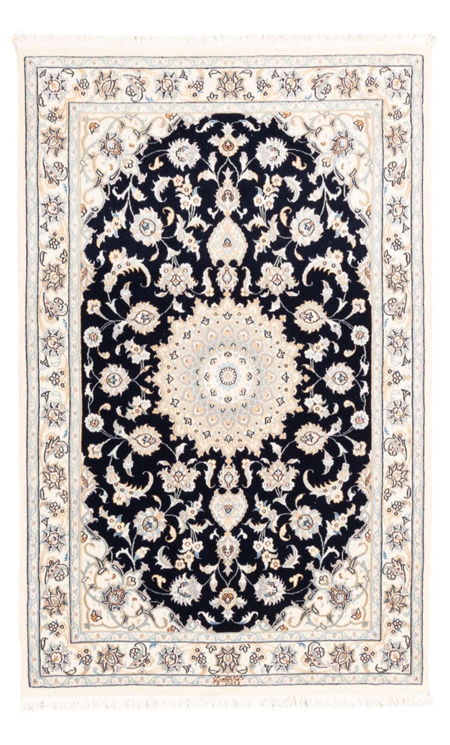 Alfombra Persa - Nain - Prima - 154 x 104 cm - azul oscuro