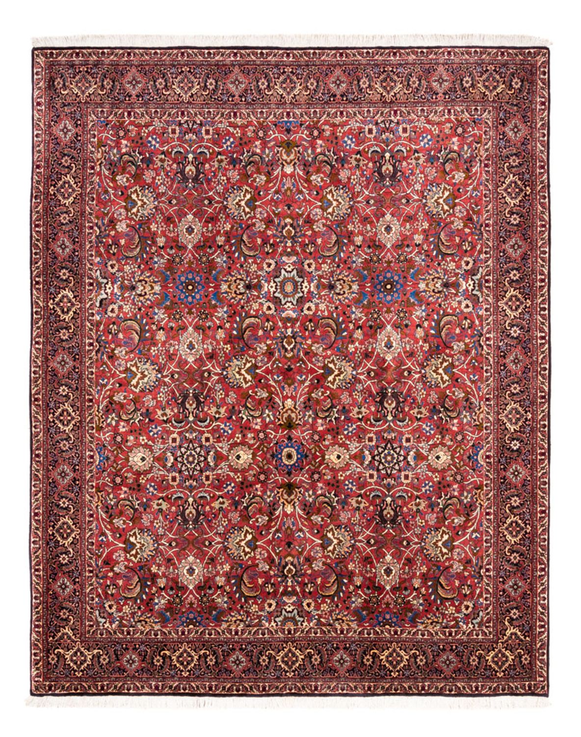 Alfombra persa - Bidjar - 246 x 197 cm - rojo burdeos