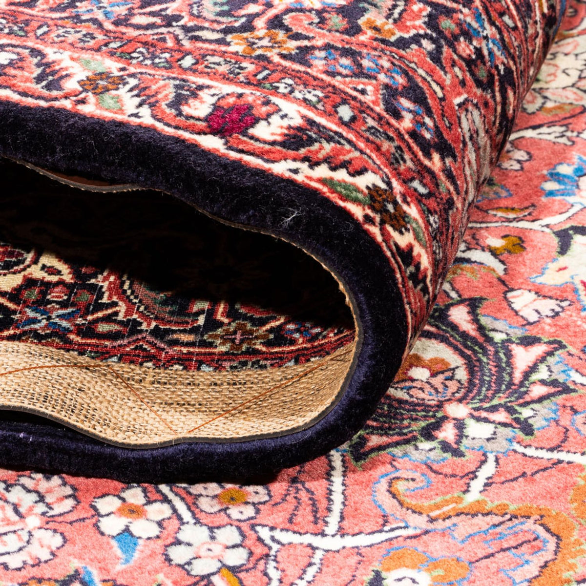 Alfombra persa - Bidjar - 246 x 197 cm - rojo burdeos