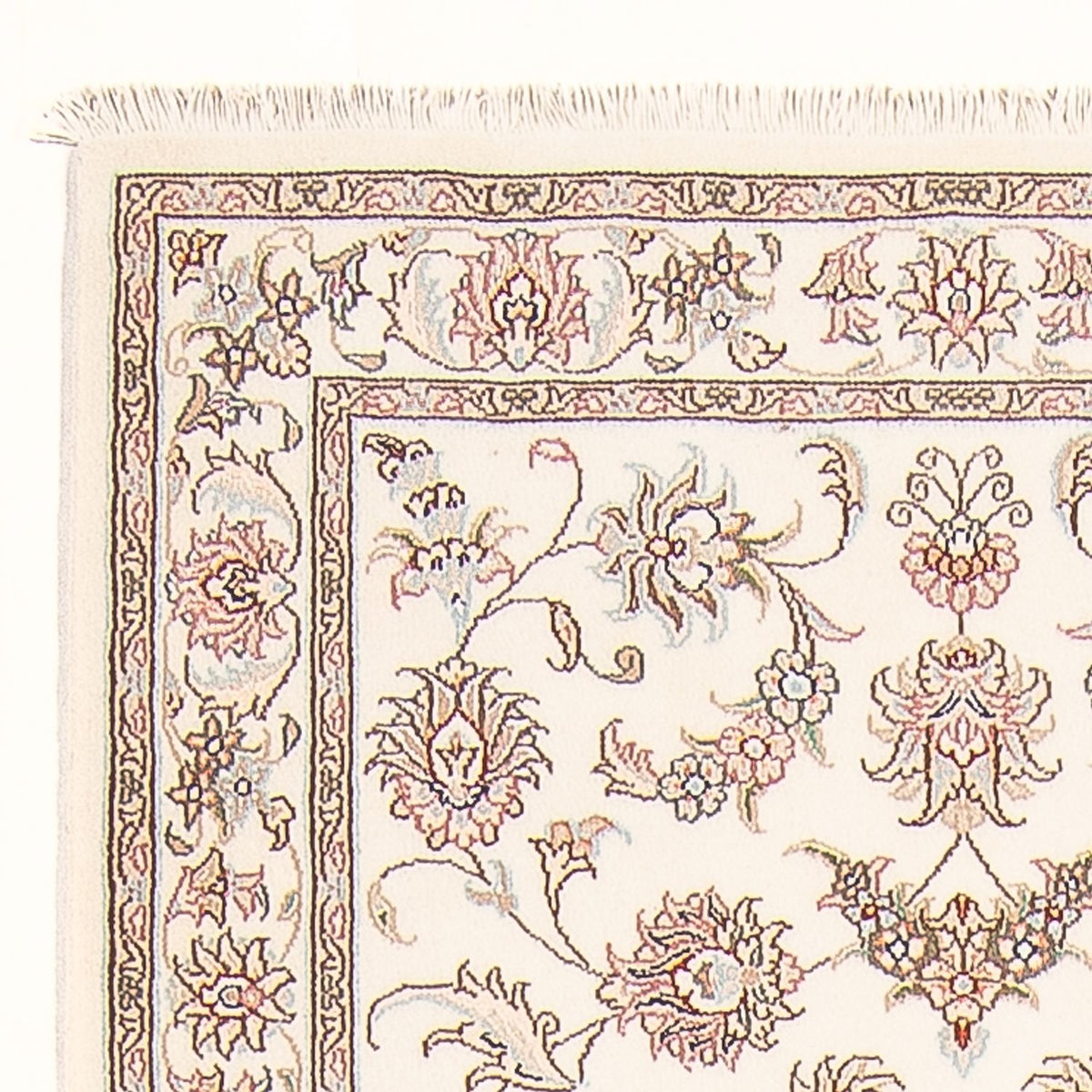 Alfombra de pasillo Alfombra Persa - Tabriz - Real - 298 x 91 cm - crema