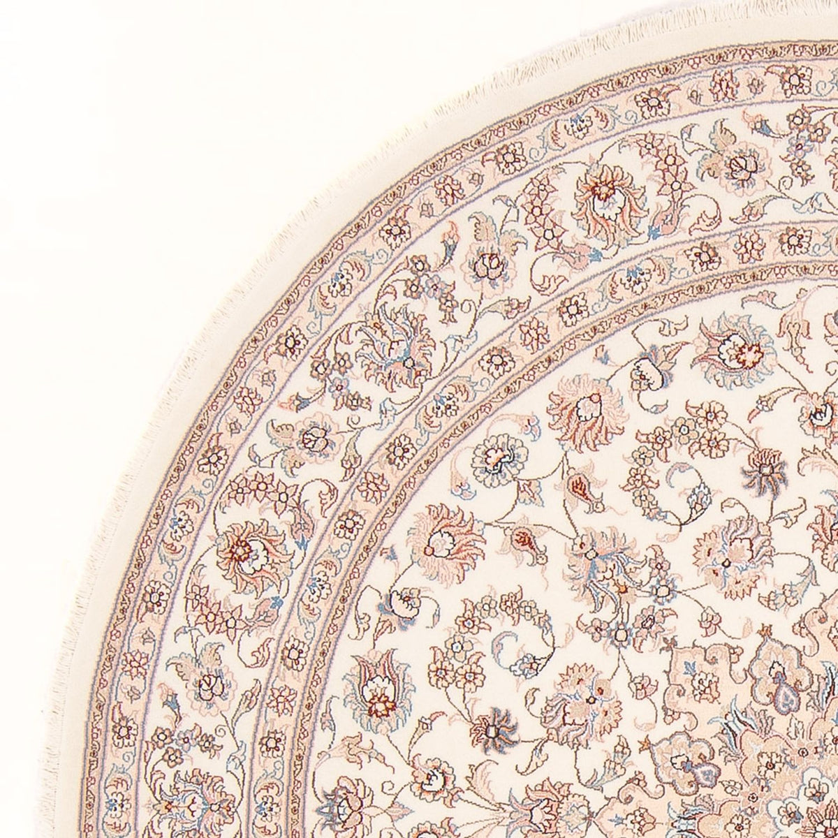 Alfombra Persa - Tabriz - Real redondo - 202 x 196 cm - crema