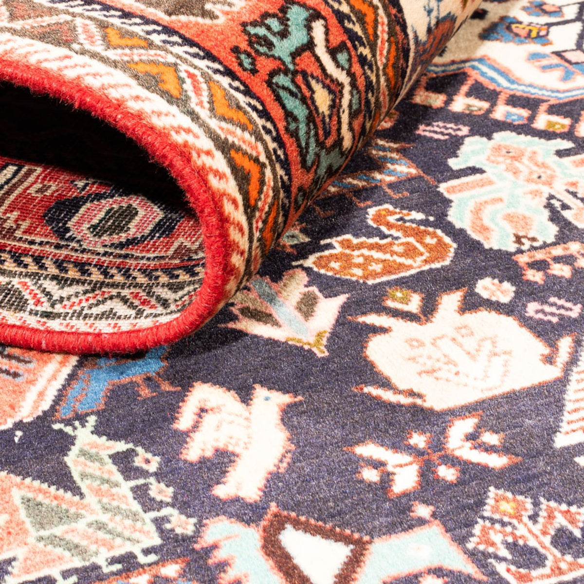 Alfombra persa - Nómada - 252 x 155 cm - azul oscuro