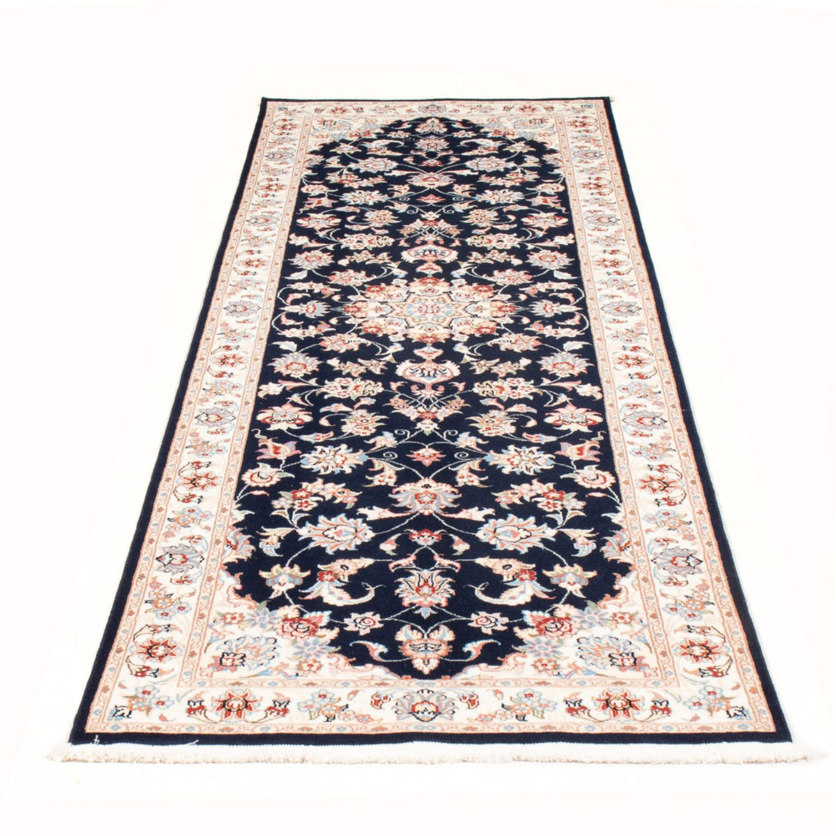 Alfombra de pasillo Alfombra Persa - Tabriz - Real - 251 x 80 cm - azul oscuro