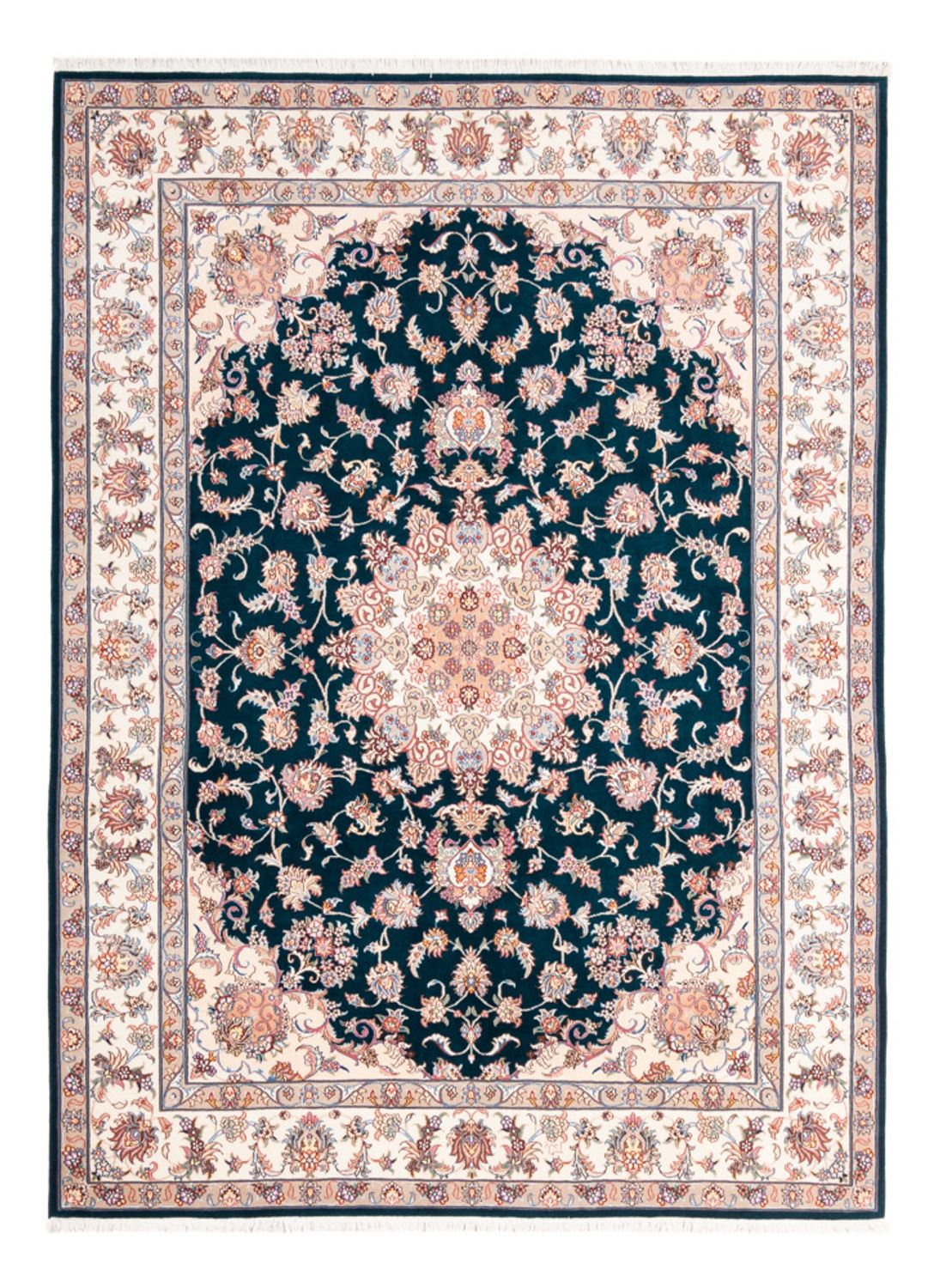 Alfombra Persa - Tabriz - Real - 235 x 168 cm - verde oscuro