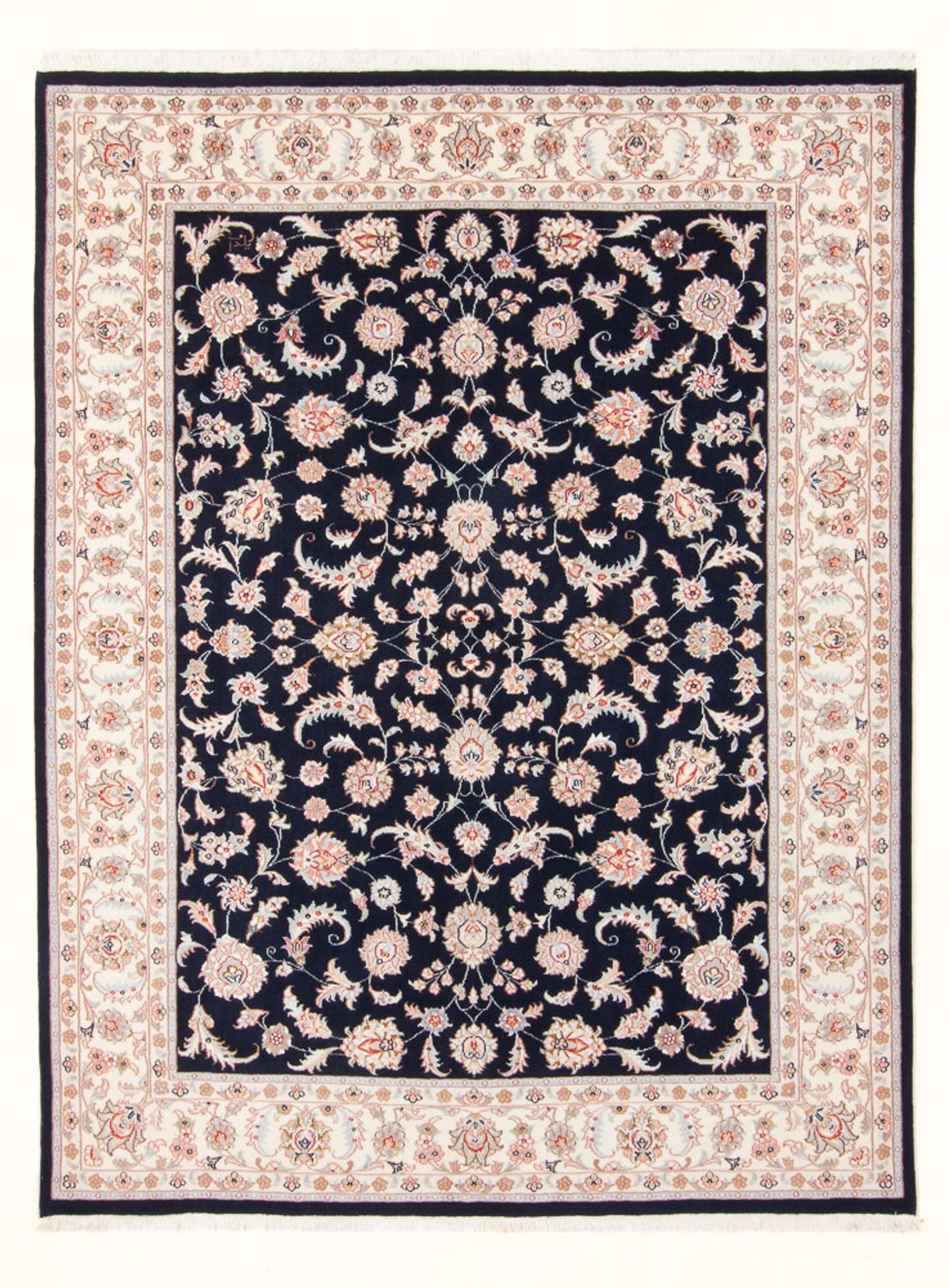 Alfombra Persa - Tabriz - Real - 201 x 149 cm - azul oscuro