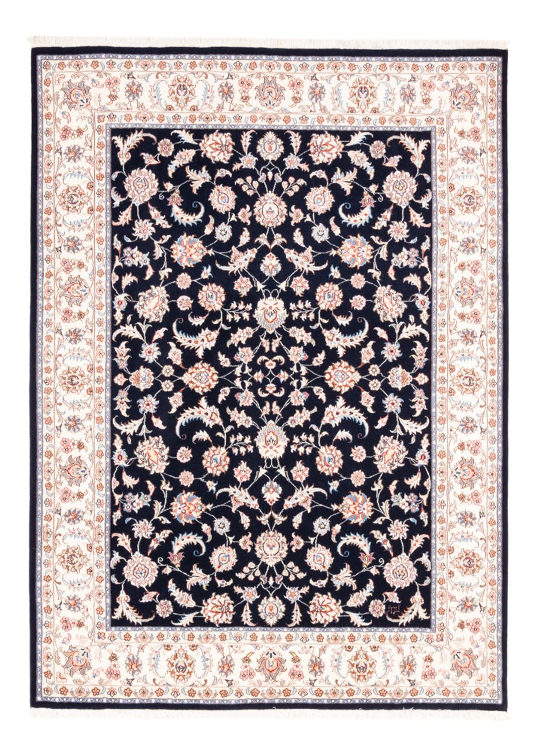 Alfombra persa - Tabriz - 201 x 150 cm - azul oscuro