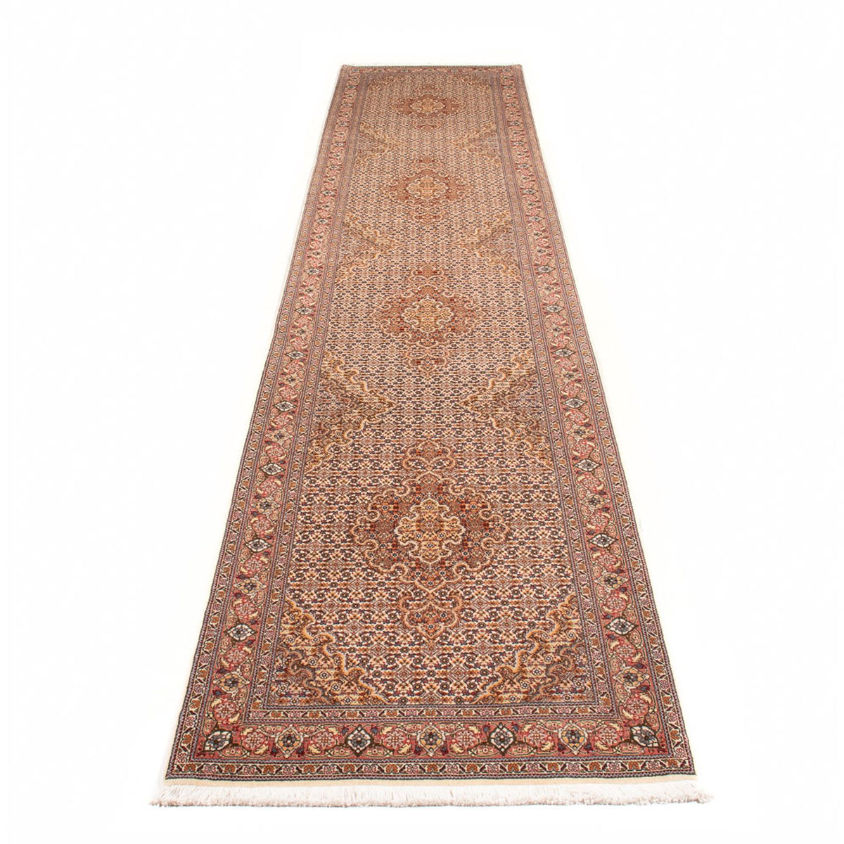 Alfombra de pasillo Alfombra Persa - Tabriz - Real - 400 x 80 cm - beige