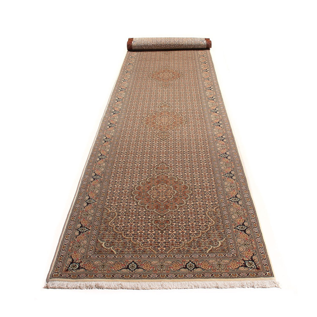 Alfombra de pasillo Alfombra Persa - Tabriz - Real - 403 x 82 cm - beige