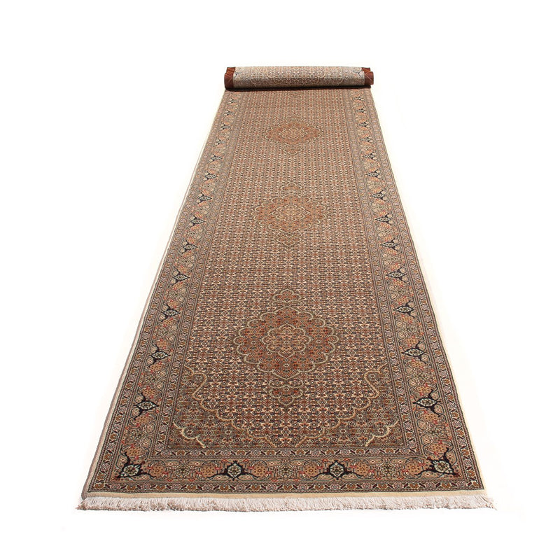 Alfombra de pasillo Alfombra Persa - Tabriz - Real - 403 x 82 cm - beige
