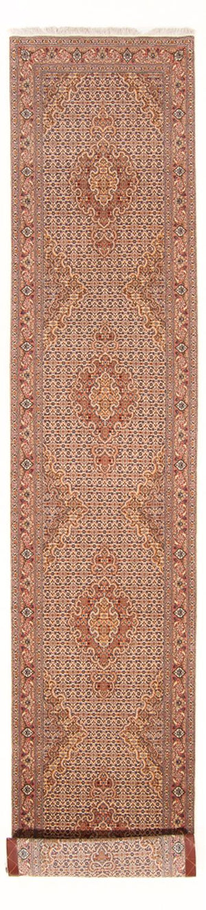 Alfombra de pasillo Alfombra Persa - Tabriz - Real - 400 x 78 cm - beige