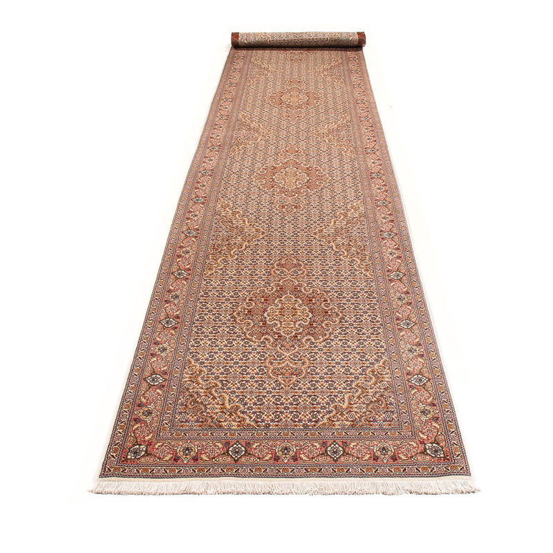 Alfombra de pasillo Alfombra Persa - Tabriz - Real - 400 x 78 cm - beige