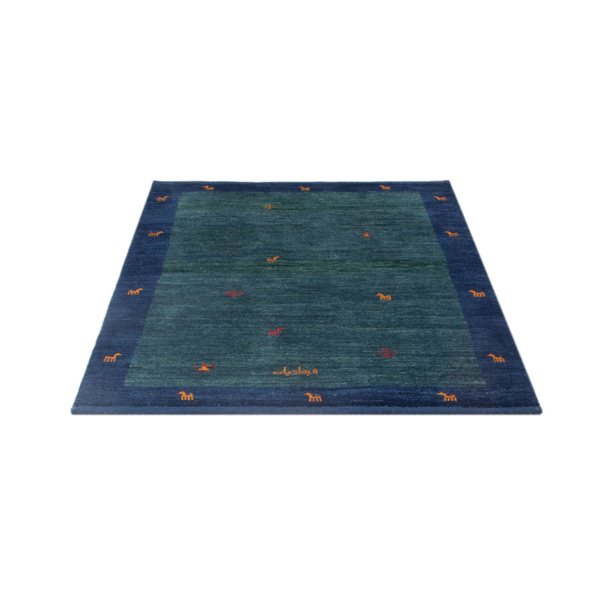 Alfombra Gabbeh - Persa - 139 x 100 cm - azul petróleo