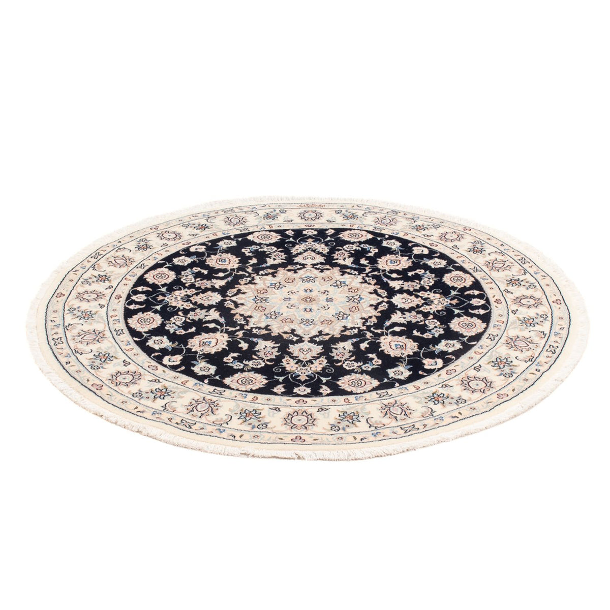 Alfombra Persa - Nain - Prima redondo  - 105 x 104 cm - azul oscuro