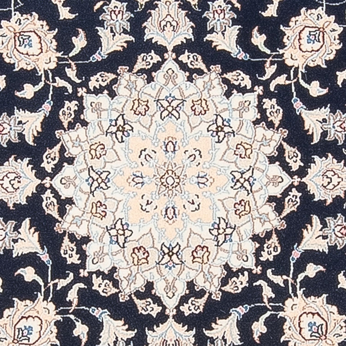 Alfombra Persa - Nain - Prima redondo  - 111 x 105 cm - azul oscuro