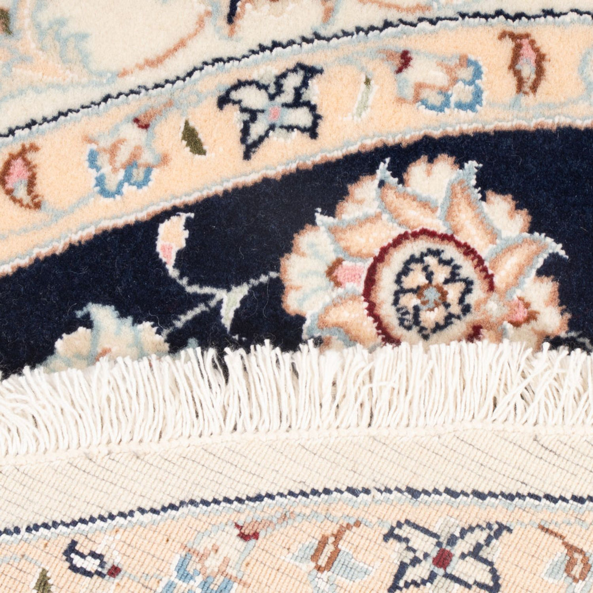 Alfombra Persa - Nain - Prima redondo  - 111 x 105 cm - azul oscuro