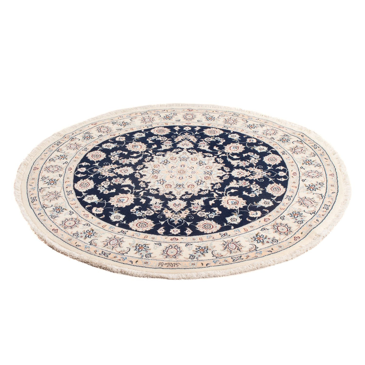 Alfombra Persa - Nain - Prima redondo  - 111 x 105 cm - azul oscuro