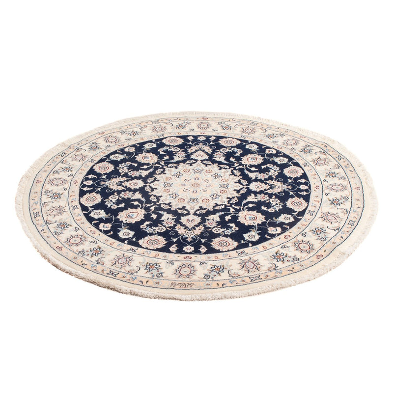 Alfombra Persa - Nain - Prima redondo  - 111 x 105 cm - azul oscuro