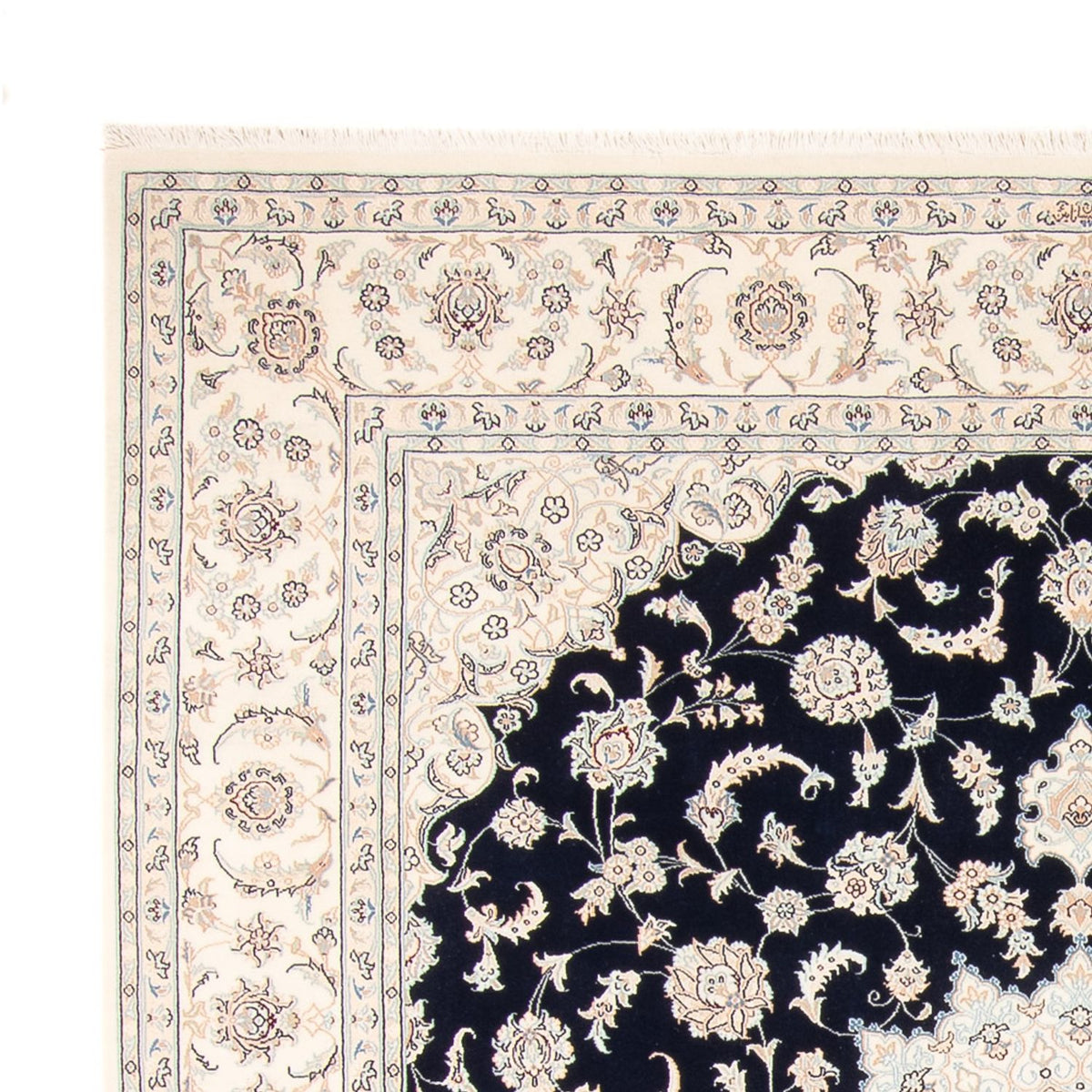 Alfombra persa - Nain - 261 x 223 cm - azul oscuro