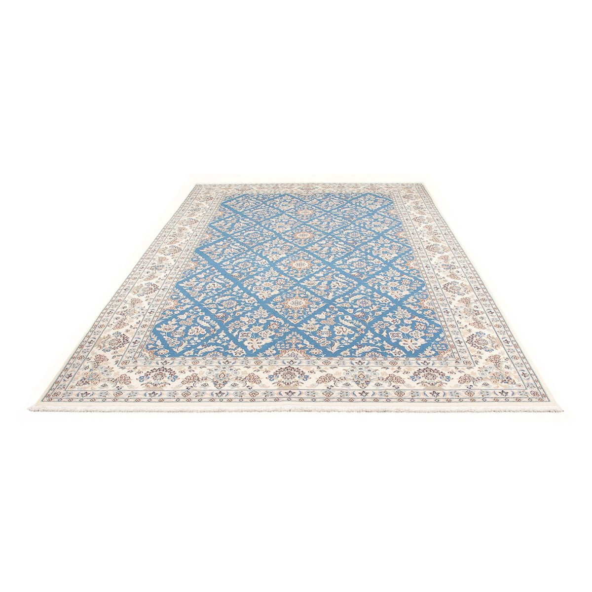 Alfombra persa - Nain - 304 x 198 cm - azul claro