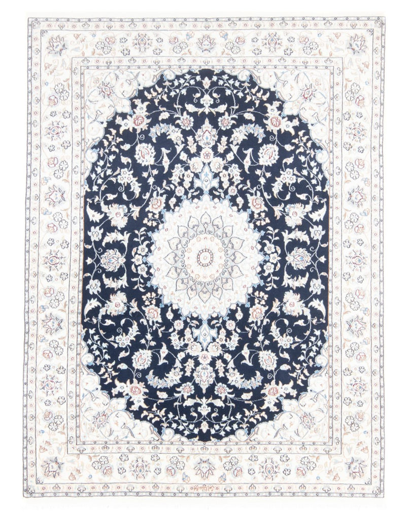 Alfombra Persa - Nain - Real - 196 x 147 cm - azul oscuro