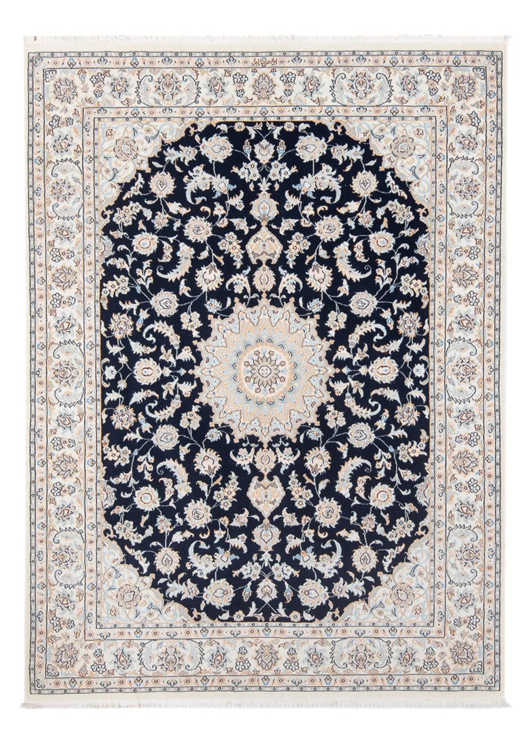 Alfombra Persa - Nain - Prima - 205 x 148 cm - azul oscuro