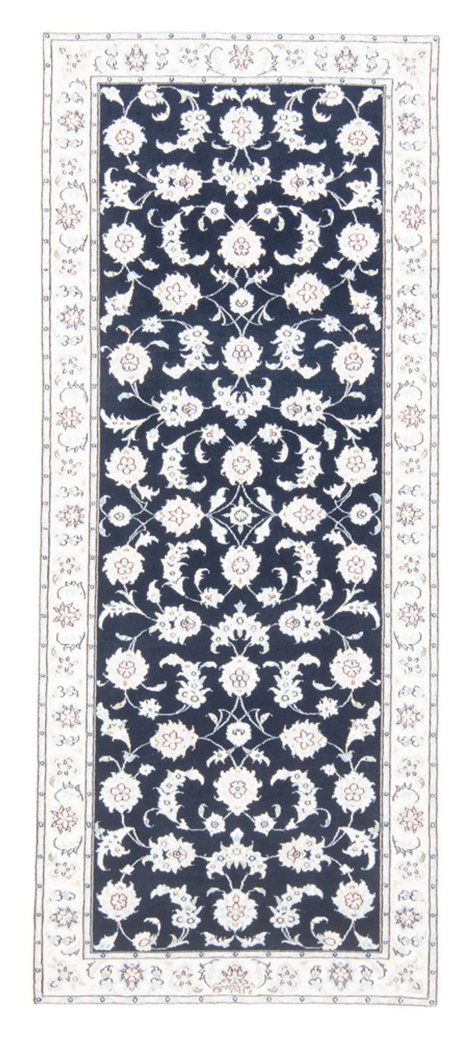 Alfombra de pasillo Alfombra Persa - Nain - Real - 194 x 82 cm - azul oscuro