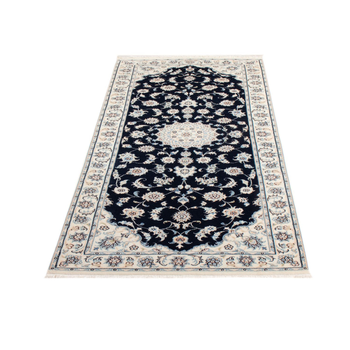 Alfombra de pasillo Alfombra Persa - Nain - Real - 197 x 81 cm - azul oscuro