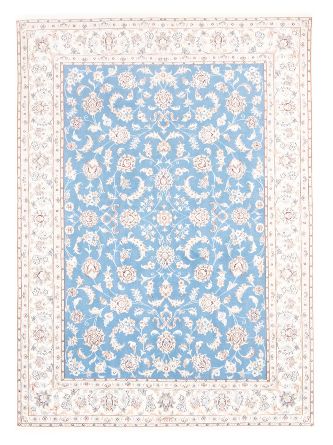Alfombra Persa - Nain - Real - 210 x 149 cm - azul claro