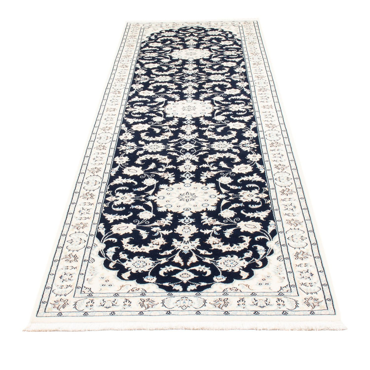 Alfombra de pasillo Alfombra Persa - Nain - Prima - 296 x 80 cm - azul oscuro