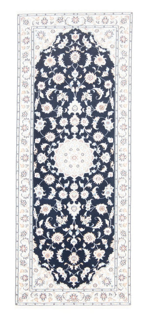 Alfombra de pasillo Alfombra Persa - Nain - Real - 197 x 80 cm - azul oscuro