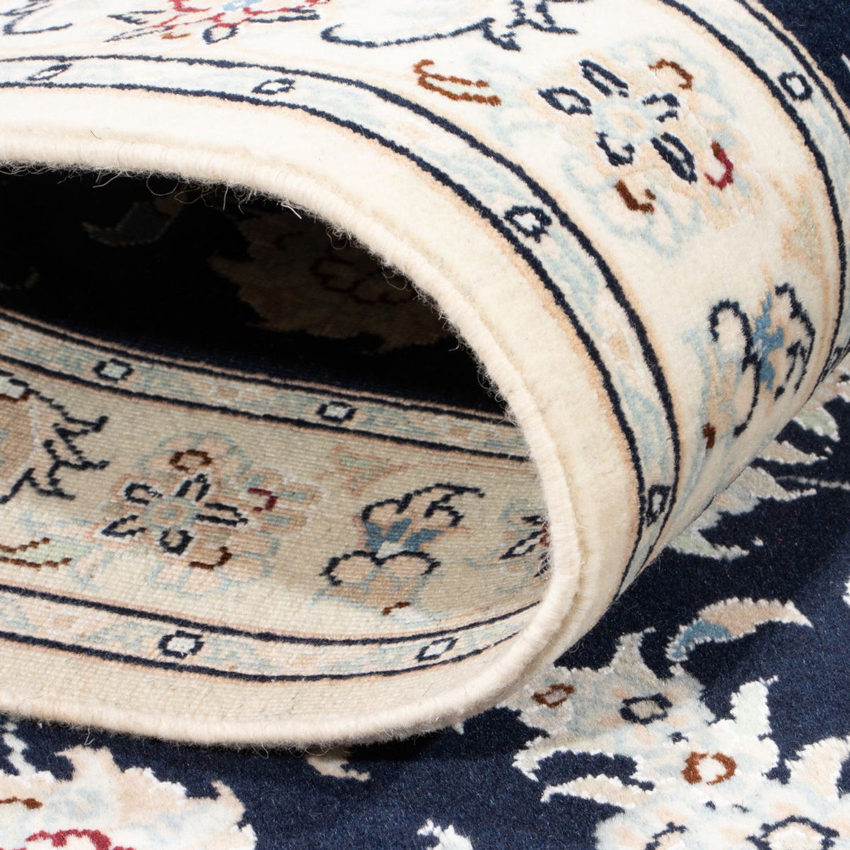 Alfombra de pasillo Alfombra Persa - Nain - Real - 197 x 80 cm - azul oscuro