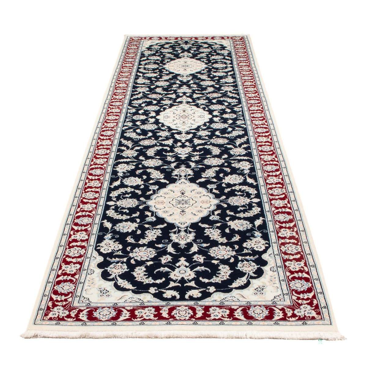 Alfombra de pasillo Alfombra Persa - Nain - Prima - 347 x 87 cm - azul oscuro
