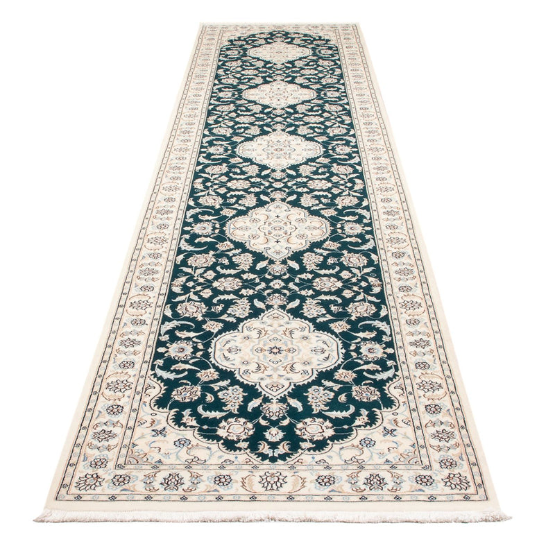 Alfombra de pasillo Alfombra Persa - Nain - Prima - 397 x 88 cm - azul oscuro