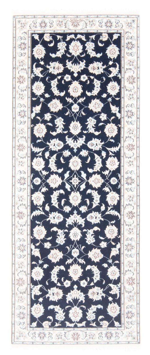 Alfombra de pasillo Alfombra Persa - Nain - Real - 200 x 80 cm - azul oscuro