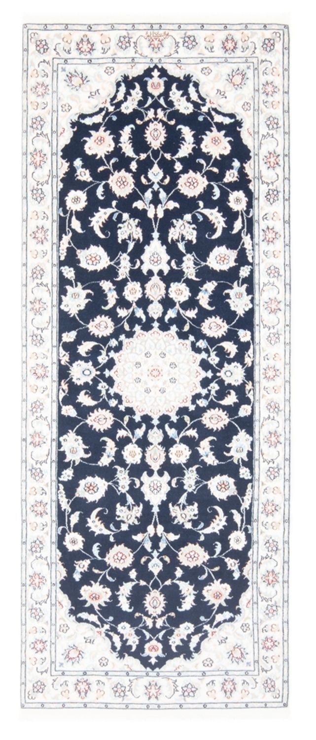 Alfombra de pasillo Alfombra Persa - Nain - Real - 204 x 81 cm - azul oscuro
