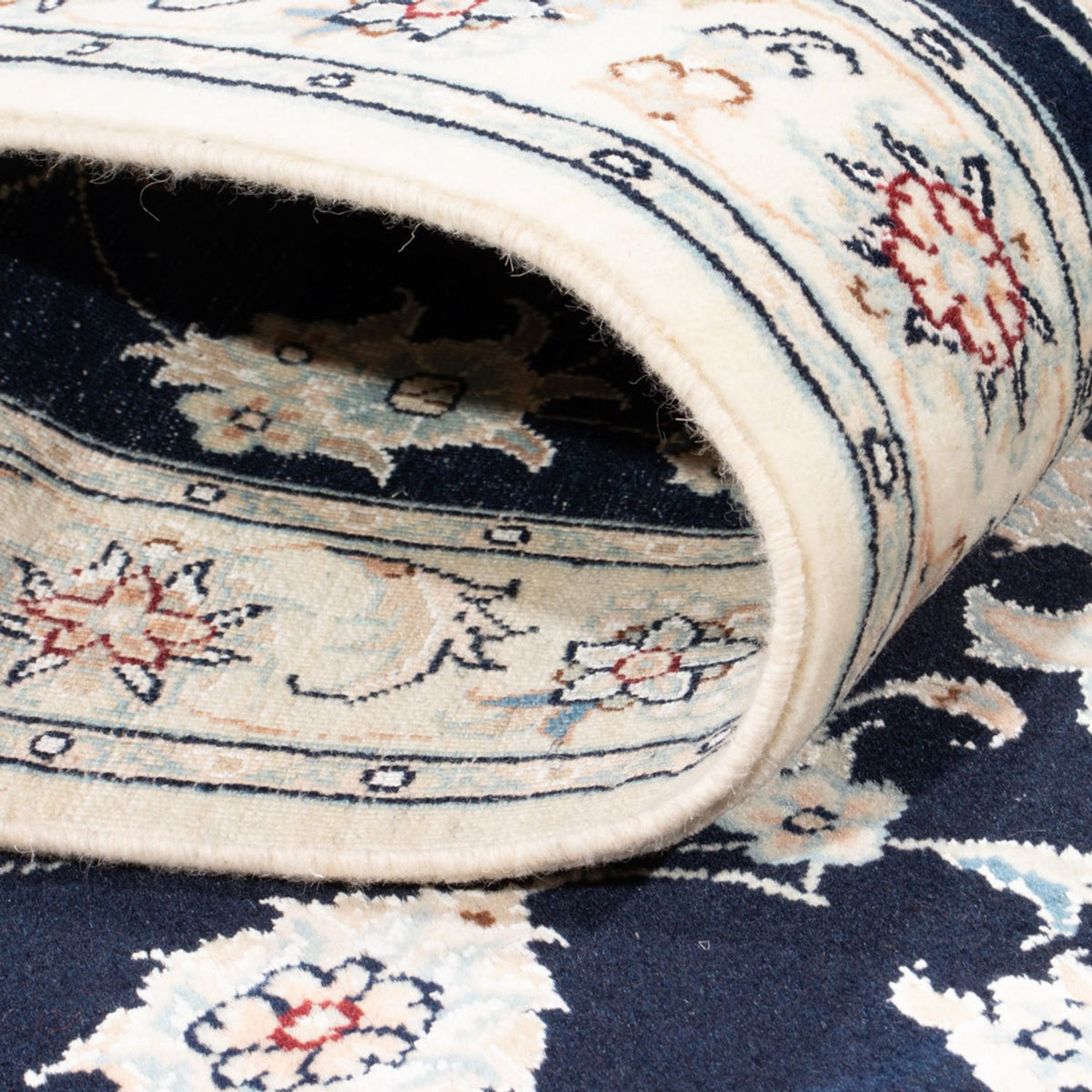 Alfombra de pasillo Alfombra Persa - Nain - Real - 204 x 81 cm - azul oscuro