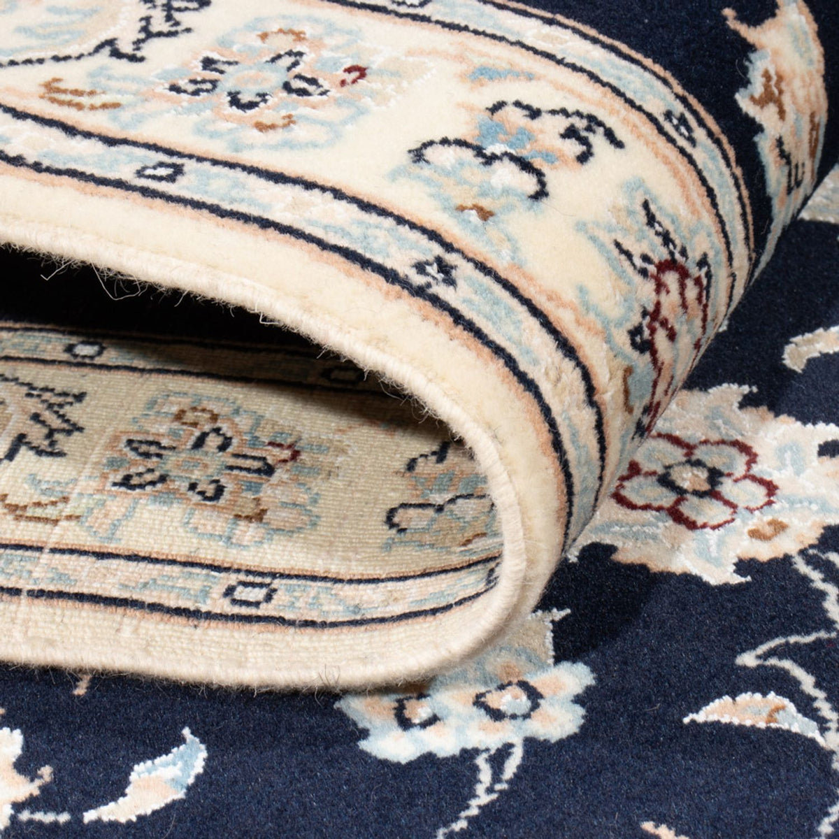 Alfombra de pasillo Alfombra Persa - Nain - Real - 207 x 80 cm - azul oscuro