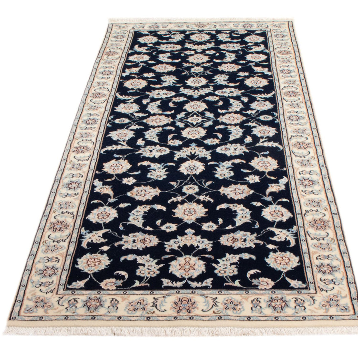 Alfombra de pasillo Alfombra Persa - Nain - Real - 207 x 80 cm - azul oscuro